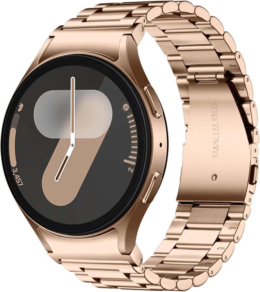 No Gap Stainless Steel Strap Compatible with Samsumg Galaxy Watch 7/6/5/4/FE 40mm 44mm, Quick Release Metal Straps for Galaxy Watch 6 Classic 43mm 47mm Replacement Band
