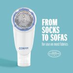 ⁦Conair Portable Fabric Shaver, Battery Operated Fuzz and Lint Remover, White⁩ - الصورة ⁦2⁩