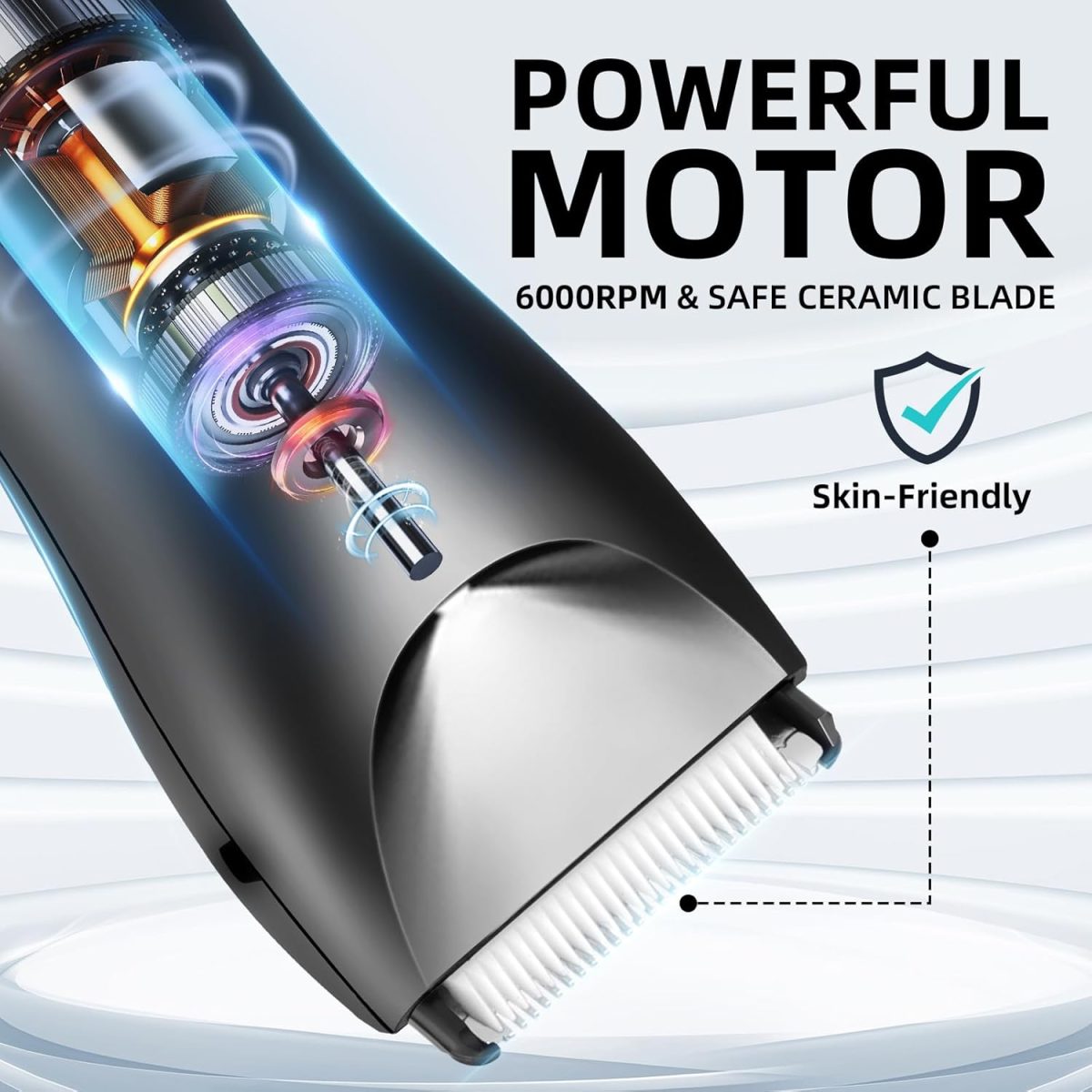 ⁦LEMULEGU Men Body Hair Trimmers,Electric LCD Battery Indicator Safe Blade Waterproof Groin Hair Shavers Male Painless Wet and Dry Quiet Hygiene Razor with Standing Charging SMT033 Black⁩ - الصورة ⁦4⁩