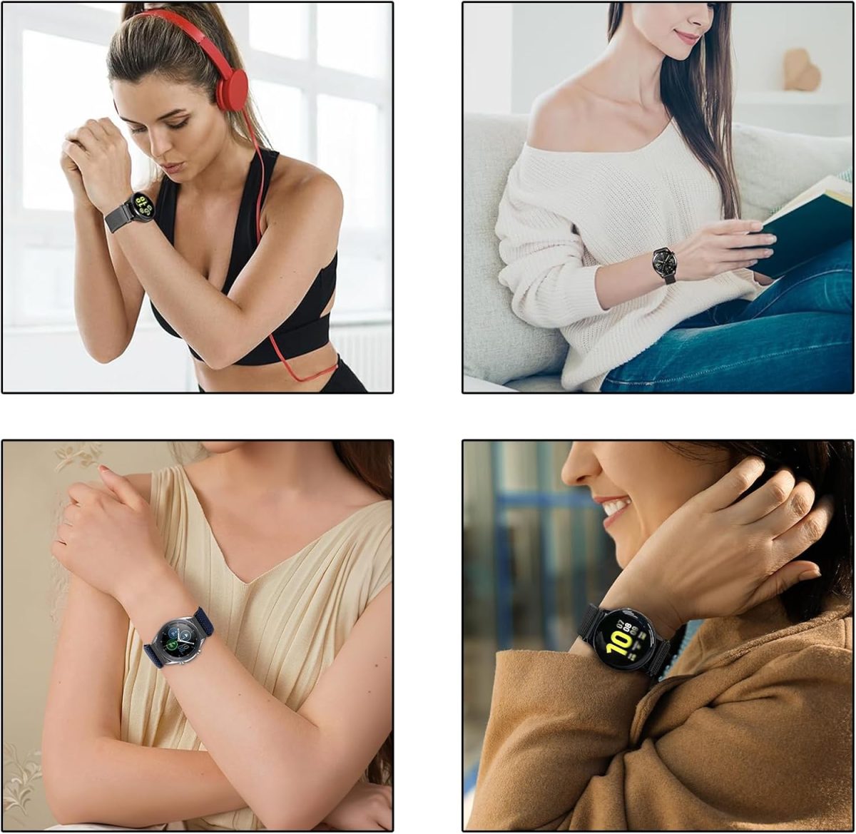 ⁦Duomama Adjustable Nylon Solo Loop Watch Bands for Men - Compatible with 22mm - Quick Release Replacement Wristband - Stretchy Fabric Braided Sport Elastic Straps⁩ - الصورة ⁦3⁩