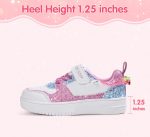 ⁦LUCKY STEP Girl's Glitter Sneakers Slip On Hook and Loops Athletic Sparkly Beads Casual Tennis School Party Cute Running Shoes for Children/Girls/Kids⁩ - الصورة ⁦6⁩