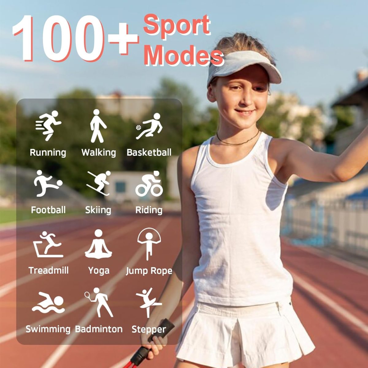 ⁦Children's Smartwatch, Fitness Tracker Watch, 1.75 Inches, Smart Watch with 100+ Sports Modes, Heart Rate, Sleep Monitor, Games, Pedometer, Gift for Boy Girl Ado 5-16 Years – Gold⁩ - الصورة ⁦4⁩