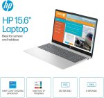 ⁦HP 15.6" HD Touch-Screen Laptop, Intel i5-1235U, 10 Cores, 8GB Memory, 512 PCIe GB SSD, Windows 11 Home in S Mode, Bluetooth, Wi-Fi, Natural Silver with TWE Accessories⁩ - الصورة ⁦4⁩