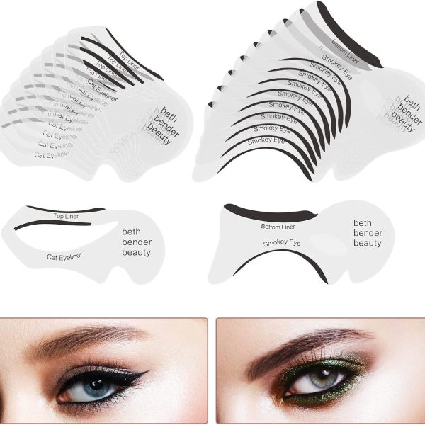 KASTWAVE 20 Pcs Eyeliner Stencil Reusable Smudgeproof Cat Eye Smoky Eye Eyeliner Template Stencil, Beauty Accessories Tools