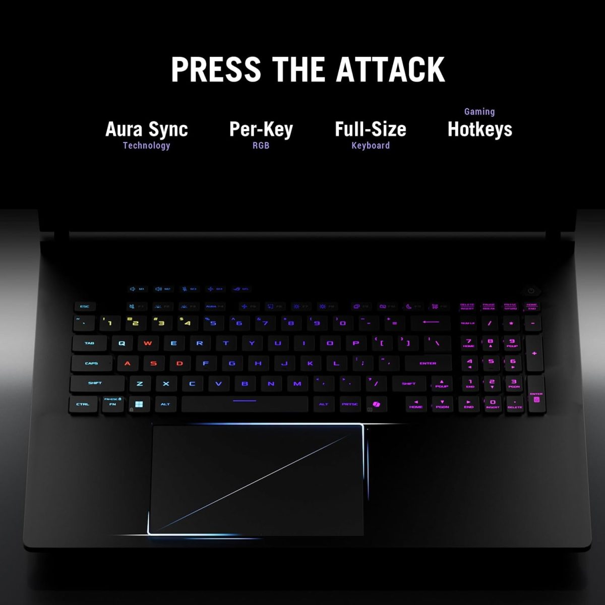 ⁦ASUS ROG Strix SCAR 18 (2025) Gaming Laptop, 18” ROG Nebula HDR 16:10 2.5K 240Hz/3ms, NVIDIA® GeForce RTX™ 5080, Intel® Core™ Ultra 9 275HX, 32GB DDR5-5600, 2TB PCIe Gen 4 SSD, Wi-Fi 7, Windows 11 Pro⁩ - الصورة ⁦7⁩