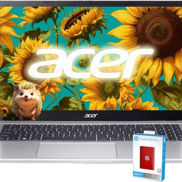 ايسر لابتوب اسباير 3 بشاشة 15.6 انش FHD (1920×1080) ومعالج AMD رايزن 7-5700U ثماني النواة وAMD راديون وذاكرة RAM 32GB وSSD 1TB (512GB PCIe SSD مع اتش بي P500 512GB SSD محمول)، واي فاي 6، ويندوز 11 هوم