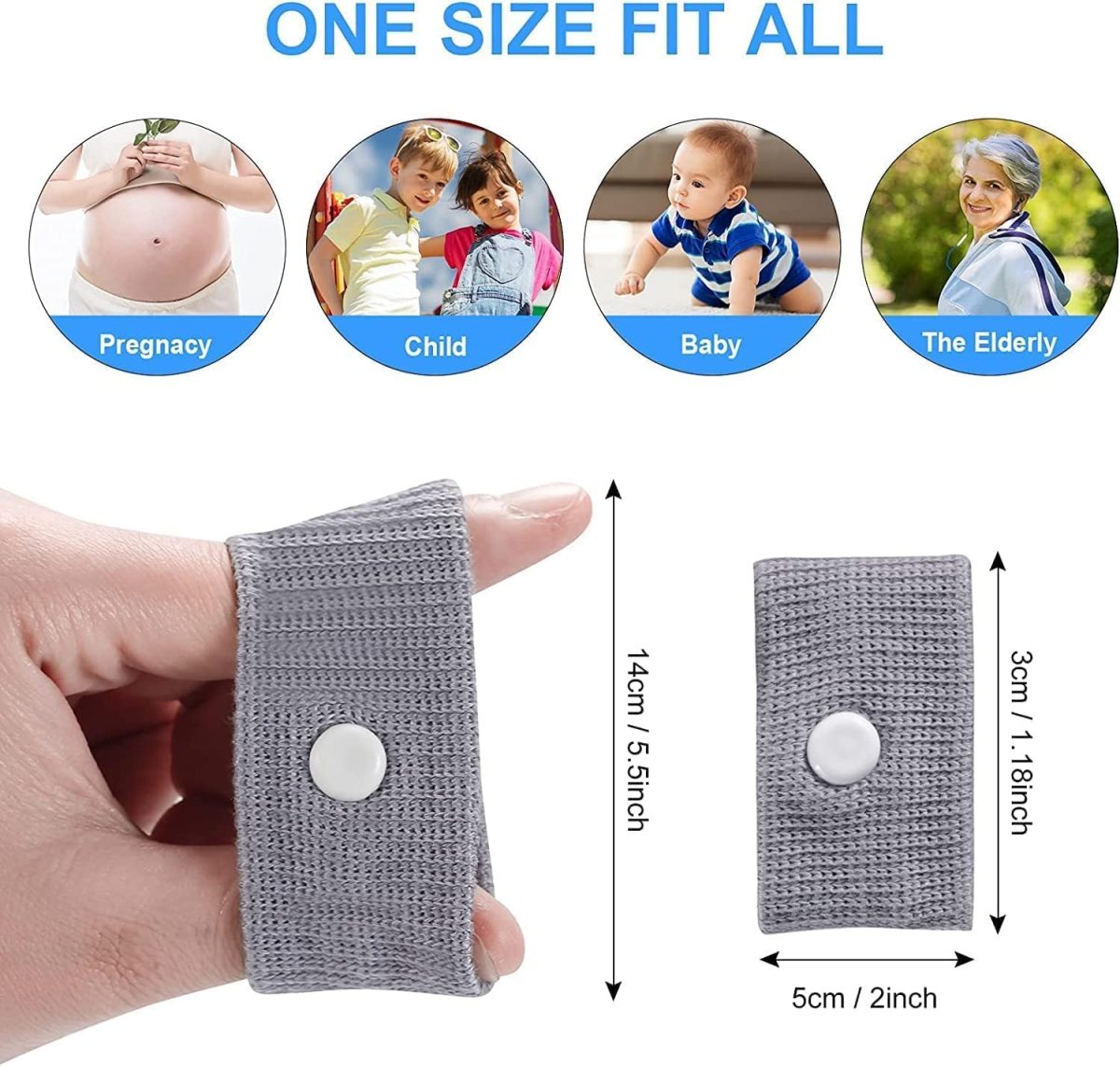 ⁦Sickness Bands,2 Pairs Motion Sickness Wristbands for Kids and Adults-Motion Sickness Bands-Anti Nausea Wristbands-Nausea Bands for Morning Car Travel Sea Sickness⁩ - الصورة ⁦2⁩