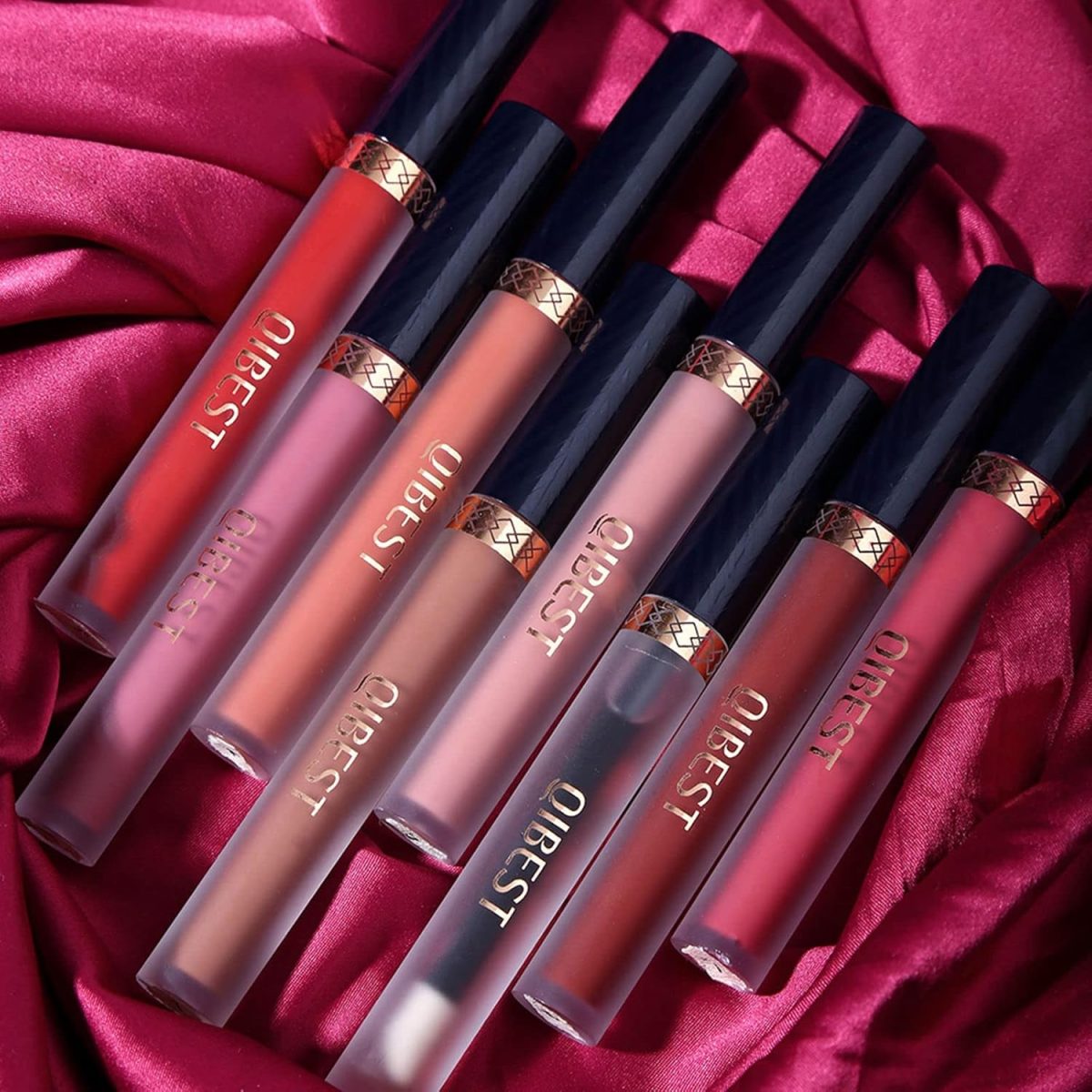 ⁦QiBest 7Pcs Matte Liquid Lipstick + 1Pcs Lip Plumper Makeup Set Kit, Pigmented Long Lasting Lip Gloss Set, Velvet Waterproof Lip Makeup Valentine's Day Gift Sets for Girls and Women⁩ - الصورة ⁦6⁩