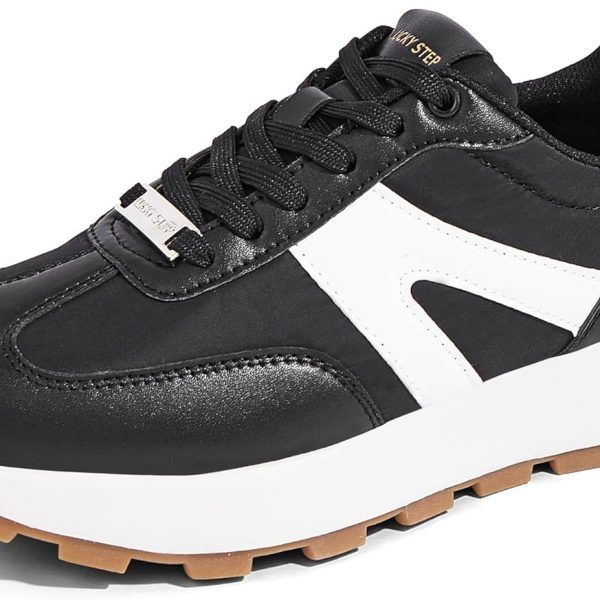 LUCKY STEP Women's Platform Fashion Sneakers Retro Classic Trainers Casual Lace-up Stylish Tennis Running Walking Shoes