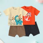 ⁦LUAY 100% Organic Cotton Baby Boy & Girls Clothing Set Short Sleeve Kids Clothes Boys & Girls Toddler Short Set Cute Animal Print Combo Pack Of 2 Top and Shorts Outfit For New born⁩ - الصورة ⁦2⁩