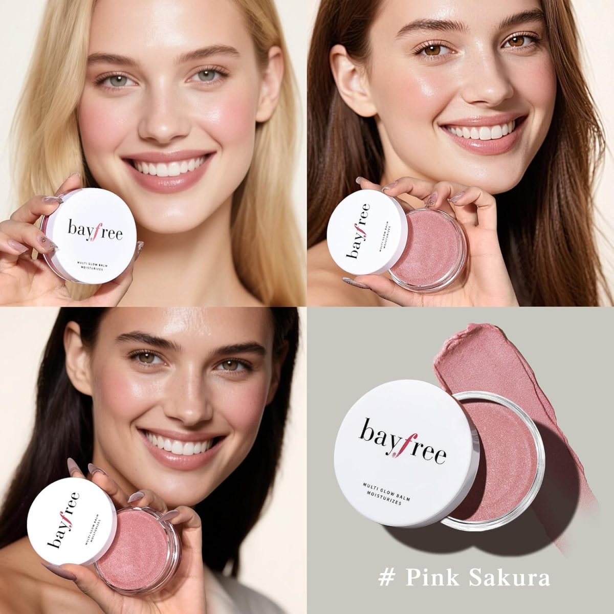 ⁦bayfree Multi Glow Balm Blush for Cheeks Blush Face Dewy Shine Light Texture Natural Vegan Hydrating Long Lasting Pink Sakura⁩ - الصورة ⁦2⁩