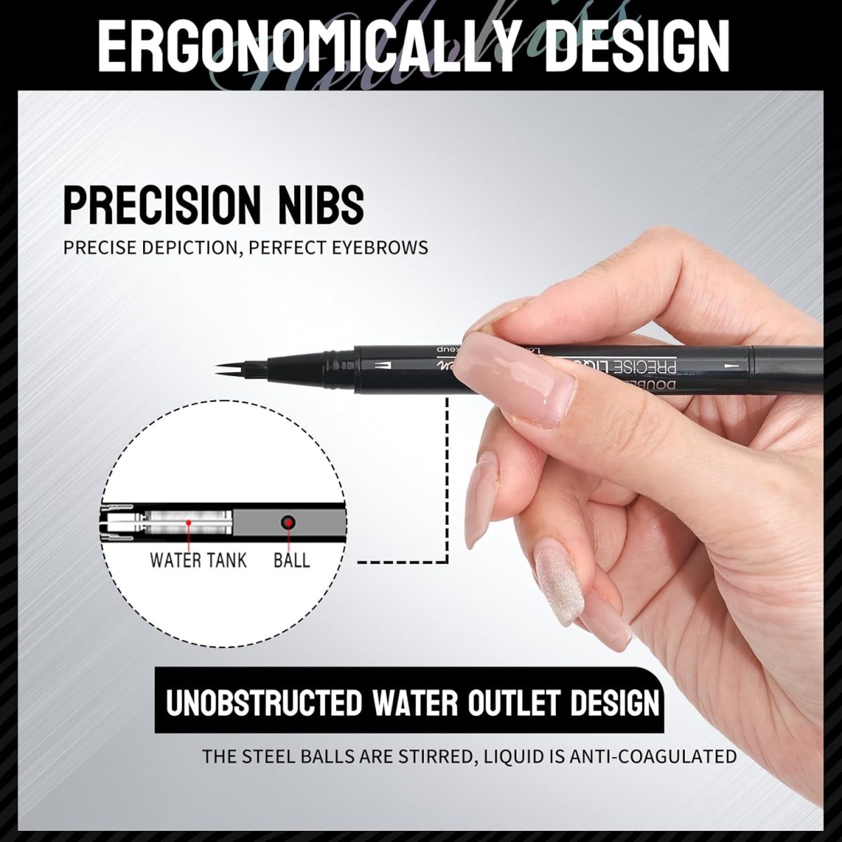 ⁦New 2-In-1 Dual-ended Microblading Eyebrow Pen,with Micro-Fork-Tip and Precise Brush-Tip,Waterproof and Sweat Proof,with Eyebrow Brush,Long-Lasting (Black Brown)⁩ - الصورة ⁦4⁩