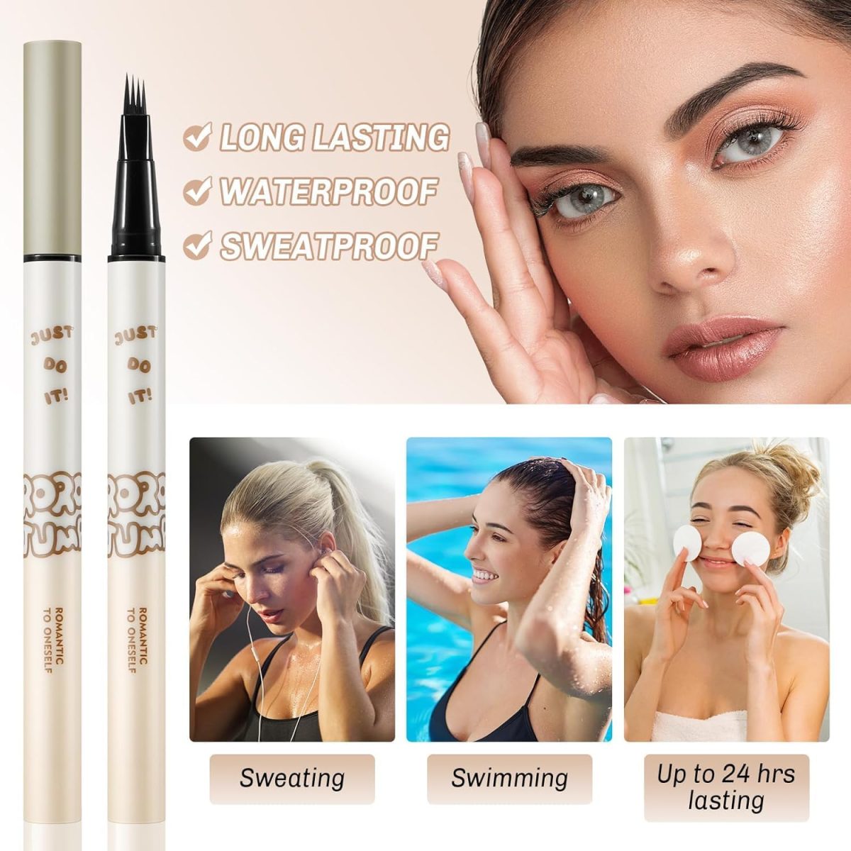 ⁦Tazweeq 2 Pcs Waterproof Eyebrow Pencil, Liquid Brow Pen, Micro 4 Point Eyebrow Gel,Long-Lasting,Creates Natural Looking Brows Effortlessly (Brown)⁩ - الصورة ⁦6⁩