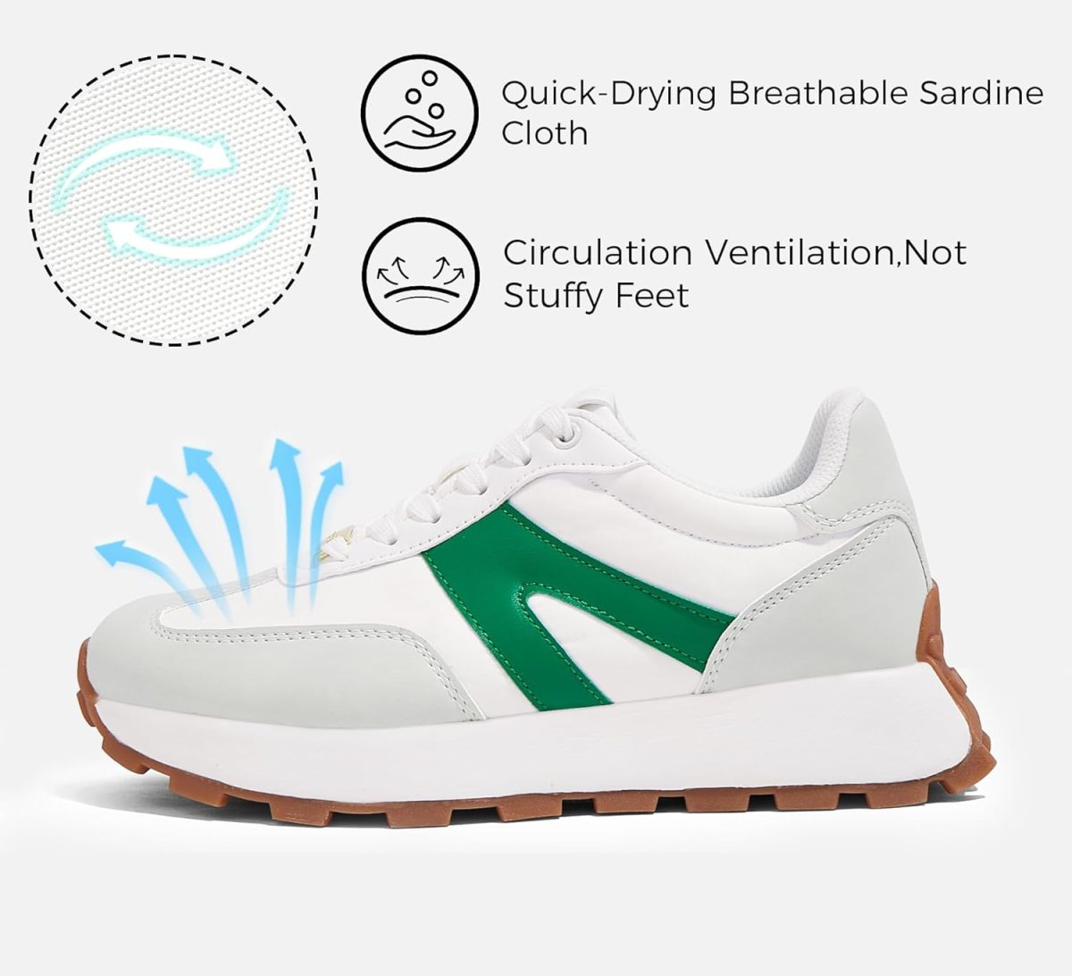 ⁦LUCKY STEP Women's Platform Fashion Sneakers Retro Classic Trainers Casual Lace-up Stylish Tennis Running Walking Shoes⁩ - الصورة ⁦2⁩