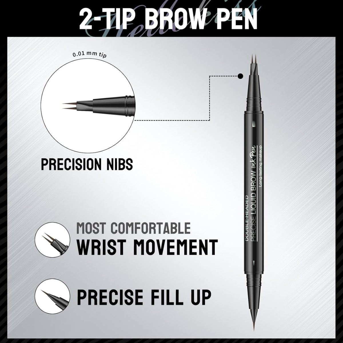 ⁦New 2-In-1 Dual-ended Microblading Eyebrow Pen,with Micro-Fork-Tip and Precise Brush-Tip,Waterproof and Sweat Proof,with Eyebrow Brush,Long-Lasting (Black Brown)⁩ - الصورة ⁦3⁩