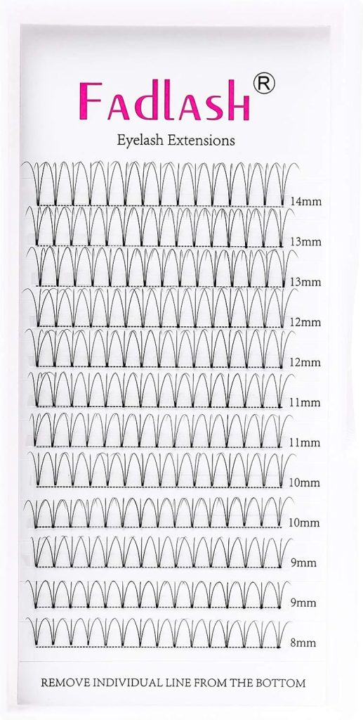 FADLASH Premade Volume Eyelash Extensions 3D Lash Extensions 8~20mm C/D Curl Premade Fans Cluster Individual Lashes by (3D-0.10-C, 8~14mm mixed tray)