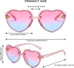 ⁦X spring Heart-shaped Sunglasses, 2 PCS Kids Heart Sunglasses with Light Color Gradient Lens, Fashionable Purple Pink Accessories for Girls Age 2-10, UV400 Protection for Summer Holiday⁩ - الصورة ⁦4⁩