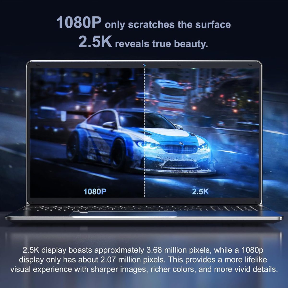 ⁦DREAMFYRE 16.1" Laptop - 2.5K HD Laptop PC 16GB RAM 512GB SSD, Quad-Core N95 Processor (up to 3.4 GHz) Portable Laptop Computer with Touch ID, WiFi, BT4.2, Suitable for Business/Entertainment⁩ - الصورة ⁦3⁩