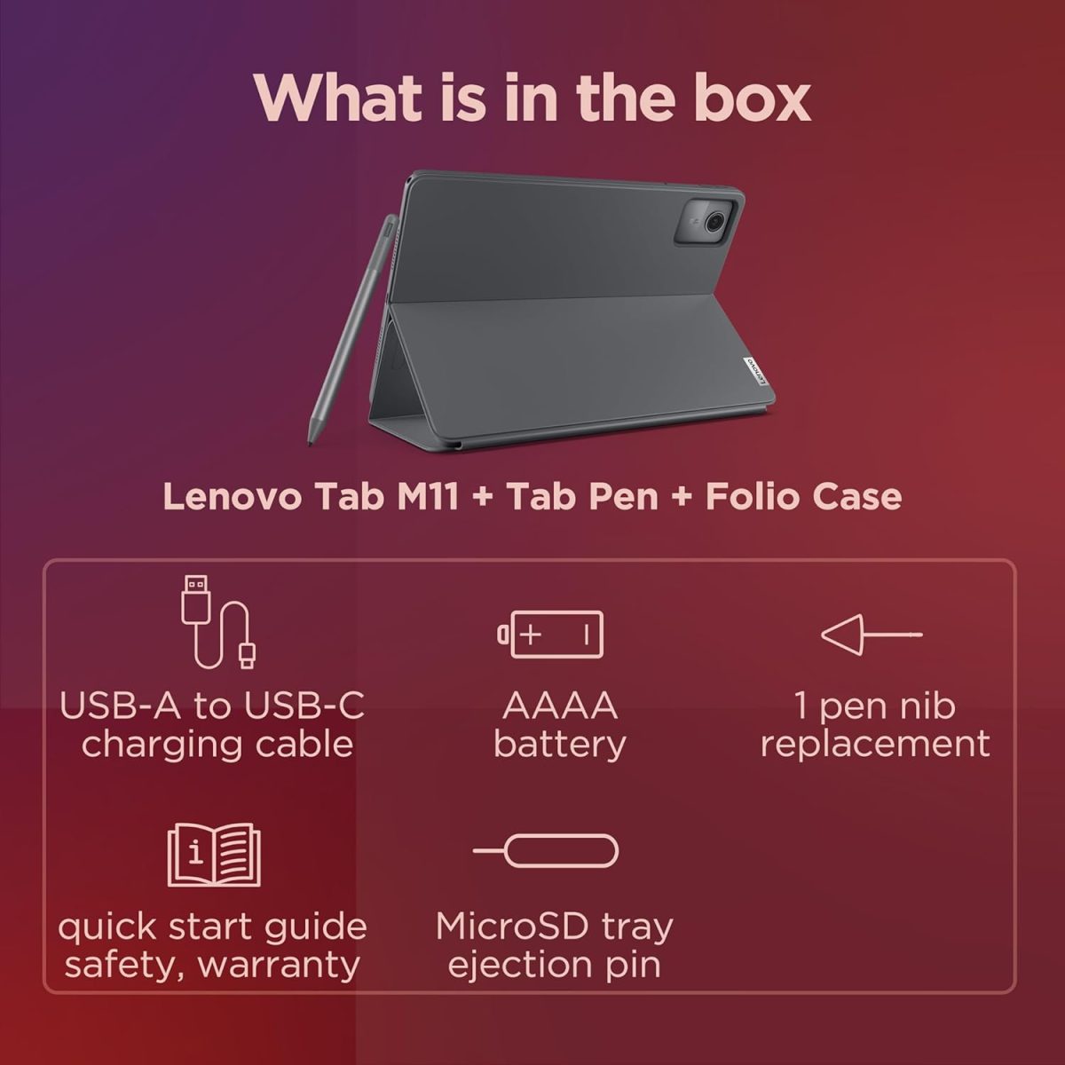 ⁦Lenovo Tab M11 Android Tablet | 11 Inch Full HD 1200p | 128 GB | Lenovo Tab Pen + Folio Case | WiFi | 4 GB RAM | Luna Grey | Designed for Portable Entertainment⁩ - الصورة ⁦10⁩