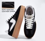 ⁦LUCKY STEP Women's Platform Fashion Sneakers Thick Sole Suede Genuine Leather Classic Rubber Gum Sole Low Top Casual Walking Shoes⁩ - الصورة ⁦2⁩