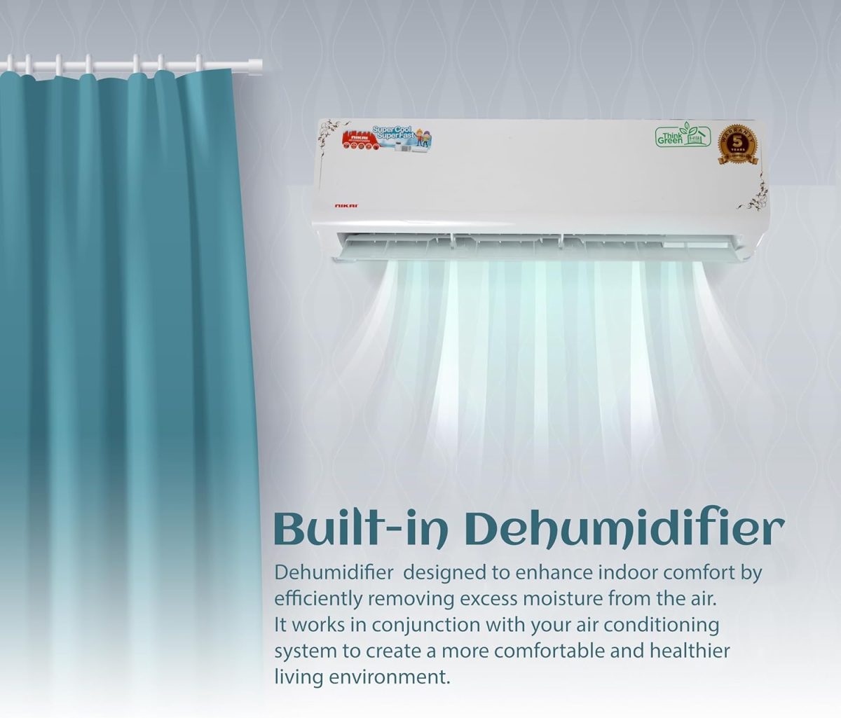 ⁦Nikai 18000 BTU R410A Split Air Conditioner with Cooling Function| Model No NSAC18136C23/NSAC18136C24 with 2 Years Warranty⁩ - الصورة ⁦5⁩