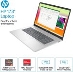 ⁦HP 17.3" 1920 x 1080 (Full HD) Laptop, AMD Ryzen 5 7430U(6 core), AMD Radeon Graphics, 16GB DDR4 RAM, 512GB SSD, HDMI, Wi-Fi 6, Bluetooth, Windows 11 S, Natural Silver, EAT 64GB USB Flash Drive⁩ - الصورة ⁦2⁩