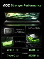 ⁦2025 Gaming Laptop with AMD Ryzen 7 5700U Processor(8C/16T, Up to 4.5GHz), 16.1“ FHD Display Laptop Computer with Backlit Keyboard, 16GB RAM 512GB SSD, WiFi 6, HDMI 1.4, USB3.2, Type-C, 53Wh Battery⁩ - الصورة ⁦4⁩