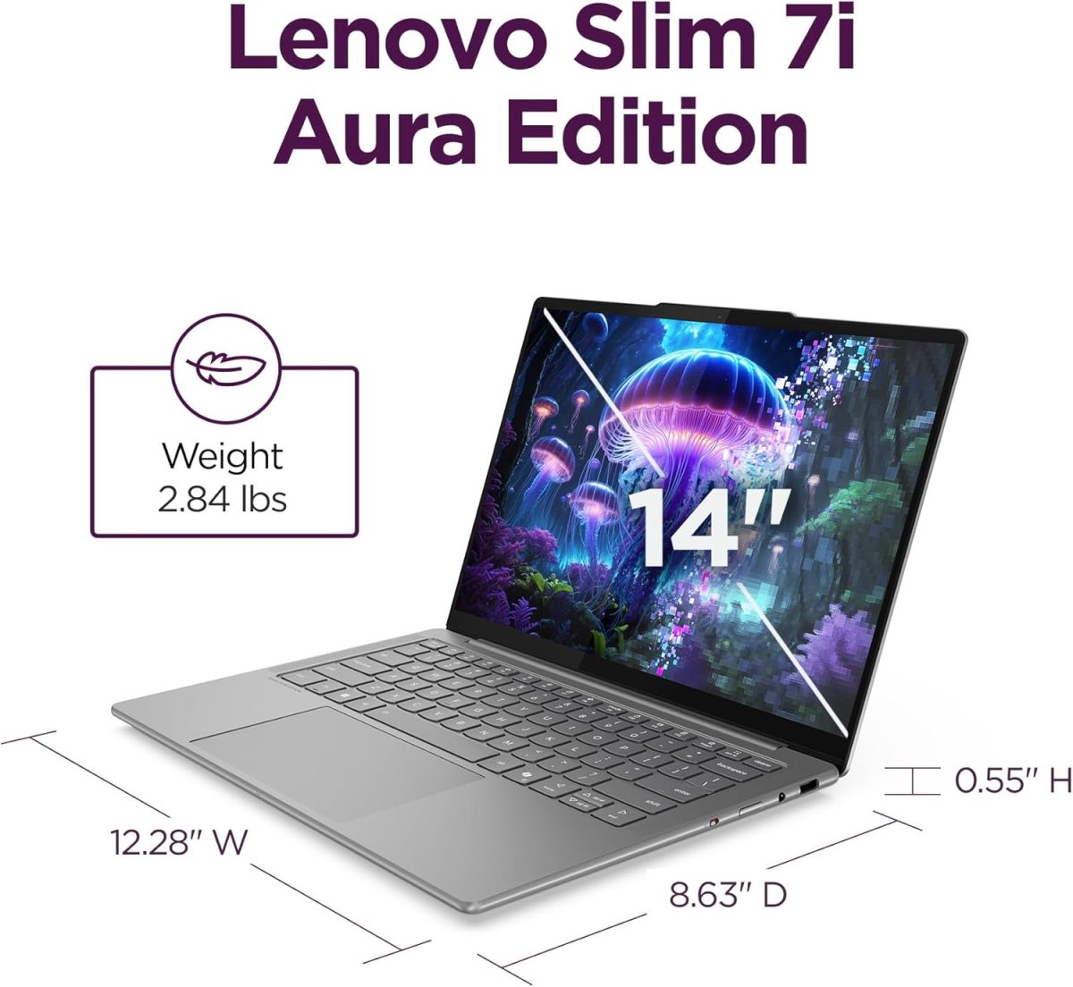 ⁦Lenovo Slim 7i - 2025 - Lightweight Laptop - 14" WUXGA Touchscreen Display - 16GB Memory - 1 TB Storage - Core Ultra 7 - Windows 11 Pro - Luna Grey⁩ - الصورة ⁦10⁩
