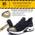 ⁦LIWEGHT Safety Shoes for Men Women Slip Resistant Steel Cap Toes Boot Steel Toe Work Shoes Lightweight Comfortable Safety Shoe Boot for Industrial,Construction Black⁩ - الصورة ⁦5⁩