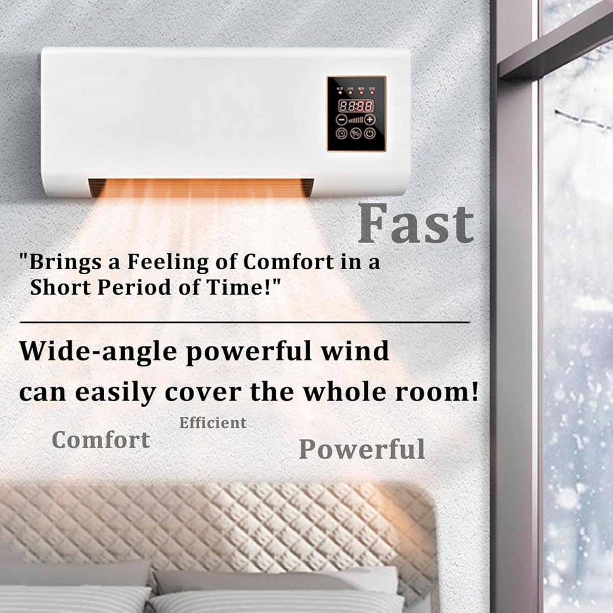 ⁦Ductless Portable Air Conditioner & Bladeless Wall Mount Fan, 3-in-1 Portable AC Unit (Cooling/Fan/Split System) with Remote, Ultra Quiet Design, Easy Install Wall Mount for Bedroom, Home Office⁩ - الصورة ⁦3⁩