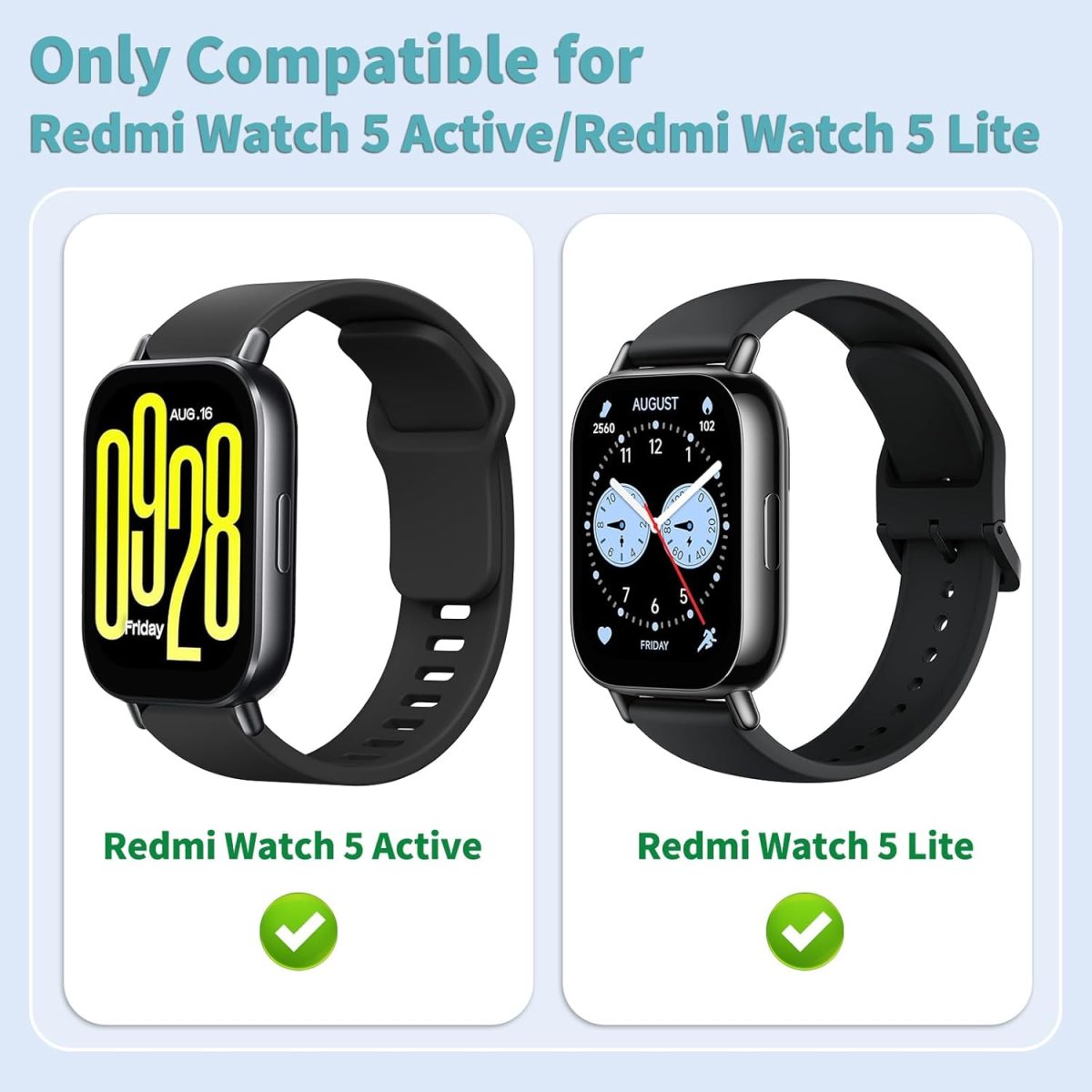 ⁦Solicone Strap Compatible with Redmi Watch 5 Active, Sport Waterproof Replacement Strap for Redmi Watch 5 Active/5 Lite Watch Bracelets⁩ - الصورة ⁦5⁩