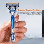 ⁦for Gillette Fusion Razors for Men, 1 for Gillette 5-Blade Razors Handle for Men’s Grooming, 4 Razor Blade Refills, Razor Blades with Lubrication Strip⁩ - الصورة ⁦3⁩