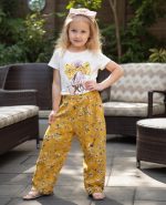 ⁦VeryNew Girl's 2 Piece Outfits,Toddler Girls clothes Fashion Printed T-Shirt and Pants Little Girls Outfits Set for 1-8Y⁩ - الصورة ⁦2⁩