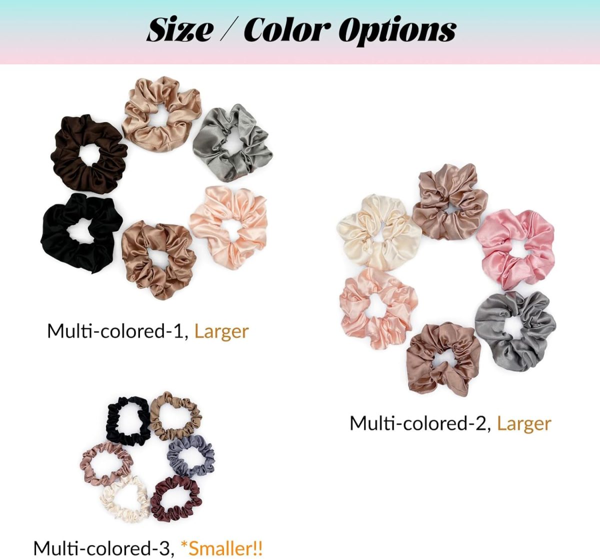 ⁦Mocamoro 6 Pcs Satin Hair Scrunchies for Women for Girls - Scrunchy Ponytail Holder Softer Than Silk Scrunchies for Hair (Multi-colored)⁩ - الصورة ⁦3⁩
