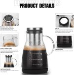⁦Andgogo Cold Brew Coffee Maker, Iced Coffee Maker with Airtight Lid, Cold Brew Pitcher with Removable Stainless Steel Filter for Drink Iced Coffee Hot Tea Fruit Beverage Brewing (32 oz -960ML)⁩ - الصورة ⁦3⁩