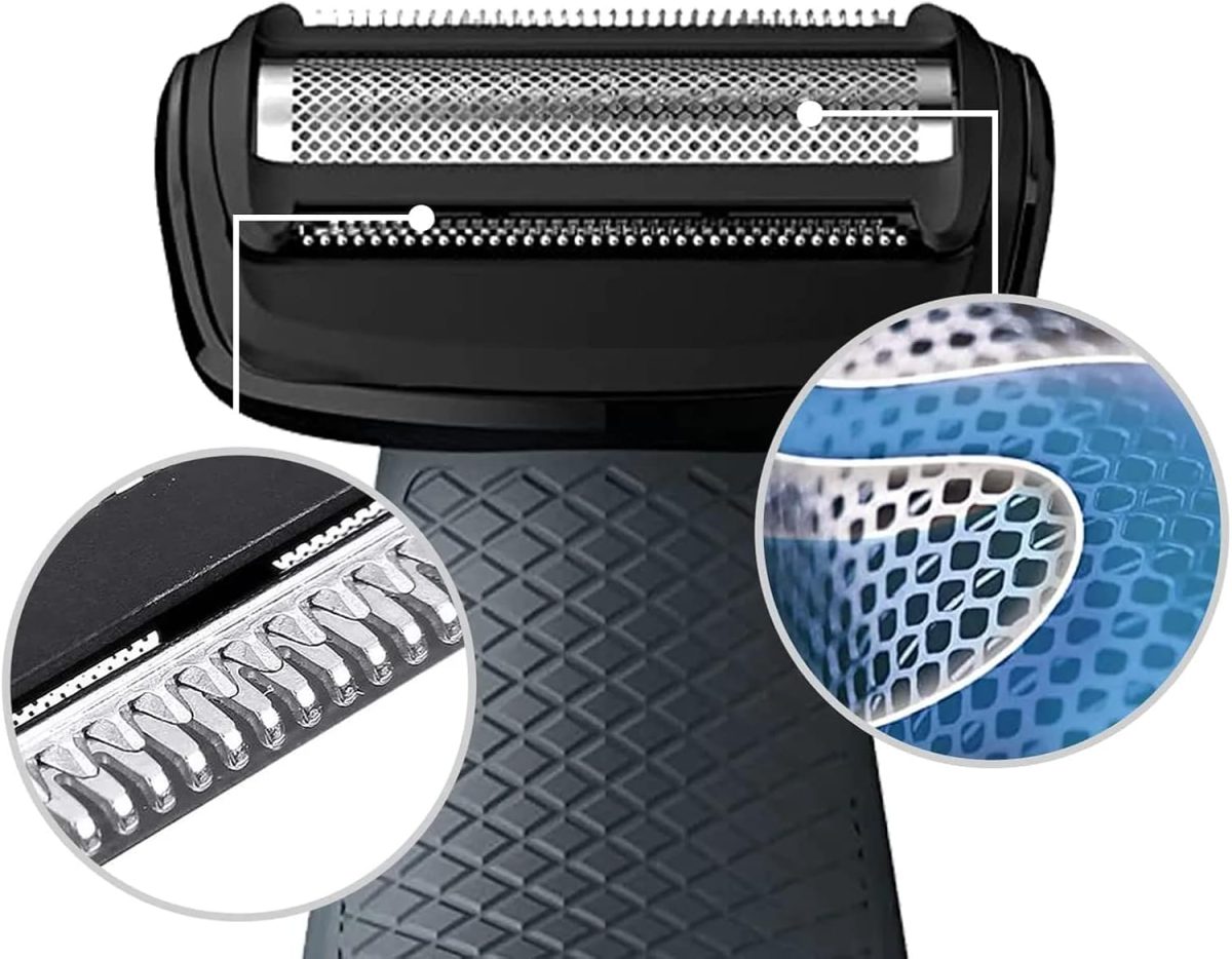 ⁦Suleto BG2000 Replacement Body Groomer Trimmer Foil Head Fit for Norelco Bodygroom Shaver Series 7000 5000 3000, BG2000 Replacement Blades Foil Head BG2024 BG2022 BG2030 BG7040 BG5025 BG2039, 2 Pcs⁩ - الصورة ⁦4⁩