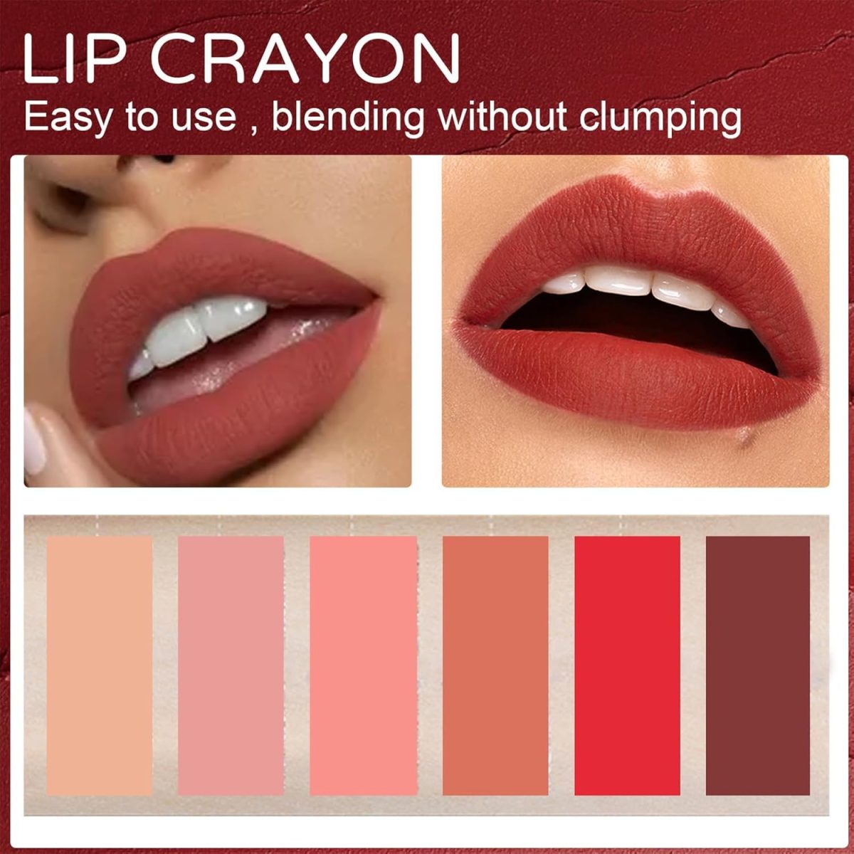 ⁦KASTWAVE Lip Liner Set, 6 Colours Matte Lip Liner, Long-Lasting Wear And Waterproof, Smooth, Smudge Proof, High Pigmented Smooth Nude Texture Natural, Makeup For Women⁩ - الصورة ⁦4⁩