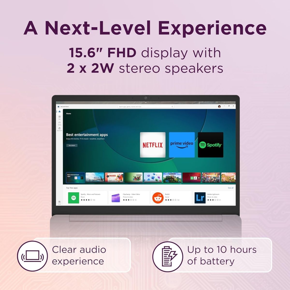 ⁦Lenovo Chromebook Premium 15.6" FHD Slim Light Laptop Computer Business & Student, Intel Celeron N4500, 4GB RAM, 192GB Storage (64GB eMMC+ 128GB Card), WiFi 6, Long Battery, Chrome OS HubxcelAccessory⁩ - الصورة ⁦5⁩
