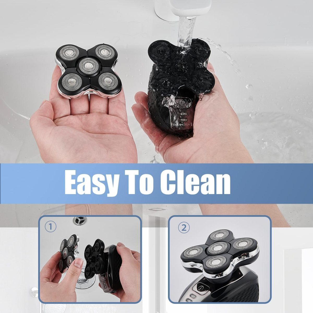 ⁦Replacement Head Compatible with Remington Balder Pro RX5 Head Shaver XR7000/XR1500,Replacement Blades Precision Electric Shaving for Bald Men(2PCS Silver)⁩ - الصورة ⁦6⁩