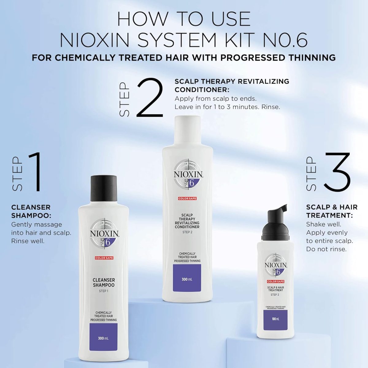 ⁦شامبو منظف نظام Nioxin 6 للشعر المبيض - الشعر المعالج كيميائياً مع ترقيق التقدم ، 33.8 أونصة، من نيوكسين⁩ - الصورة ⁦7⁩