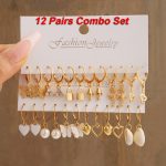 ⁦Shining Diva Fashion 12 Pairs Combo Set Latest Stylish Drop Earrings for Women and Girls (15859er)⁩ - الصورة ⁦2⁩