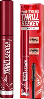 ⁦Rimmel London Thrill Seeker Mascara, Liquid Specialty Volumizing Extreme Black 001, 8 ml,⁩ - الصورة ⁦3⁩
