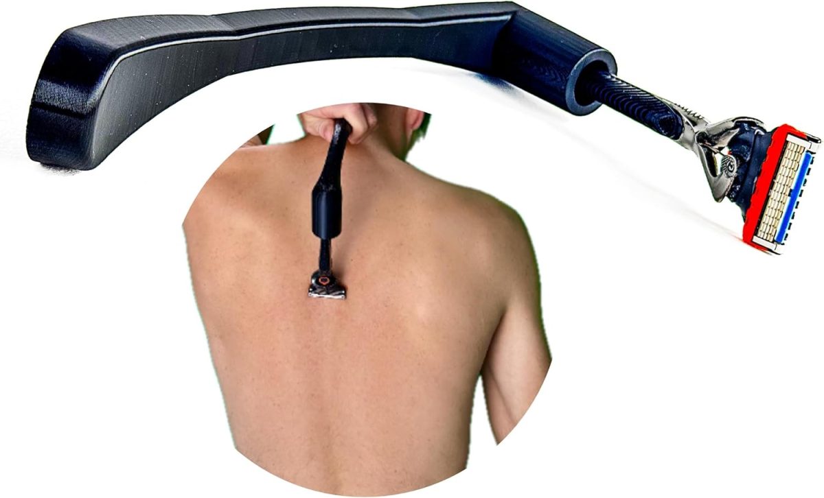 Back Razor Aid - Men - Ergonomic - Back Shaving Extension - Compact - Travel-friendly - Extended - Back Shaving Men (26 cm - Long)