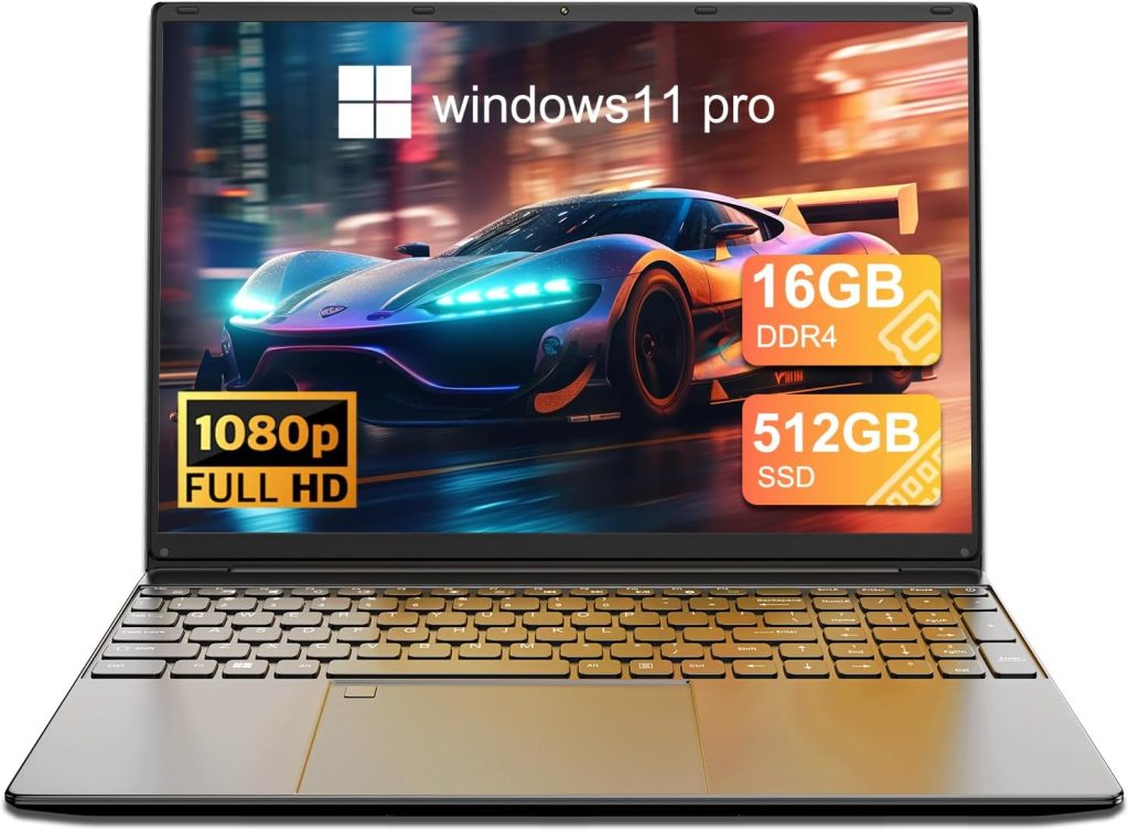 XISEZIUO 16 Inch Laptop Computer, Gaming Laptop, 16GB RAM 512GB SSD, N95 Processor, FHD 1920 * 1080, Backlit Keyboard, Windows 11 Pro, Fingerprint Unlock, BT 4.2
