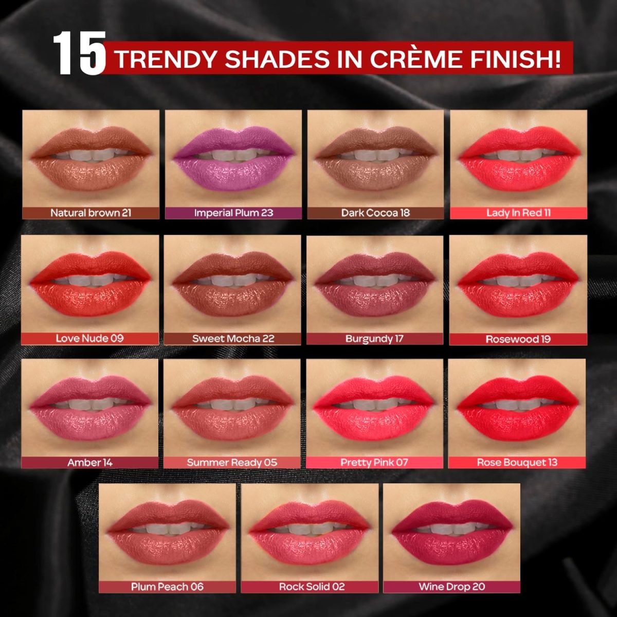 ⁦FACESCANADA Faces Canada Weightless Crème Glossy Lipstick 4 g Burgundy 17 (Wine)⁩ - الصورة ⁦6⁩