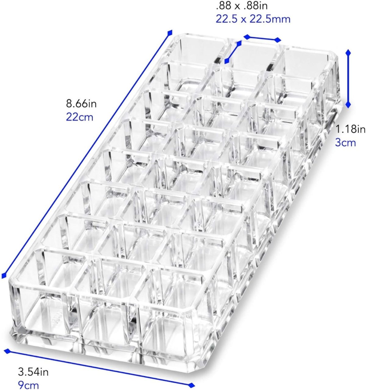 ⁦BY ALEGORY Premium Beauty Organization Acrylic Lipstick Organizer & Beauty Container 24 Space Storage (Clear)⁩ - الصورة ⁦6⁩