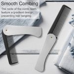 ⁦Stainless Steel Folding Comb, Pocket Comb For Men, Bread Mustache Comb, Hair And Beard Comb With Cover For Men, Ideal For Grooming, Detangling, And Styling (3 Pcs)⁩ - الصورة ⁦5⁩