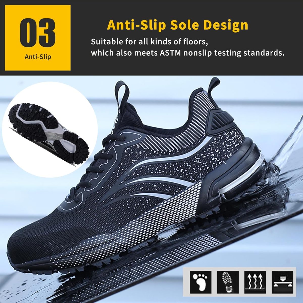 ⁦Steel Toe Safety for Men Lightweight Work Sneaker Comfortable Puncture Proof And Fashion For Work.⁩ - الصورة ⁦5⁩