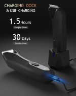 ⁦Body Hair Trimmer for Men, Pubic Hair Trimmer with Led Light, Waterproof Ball Trimmer for Men Body Groomer, Electric Groin Hair Trimmer Body Shaver for Men with 3 Replaceable Guard Comb,Charging Dock⁩ - الصورة ⁦5⁩
