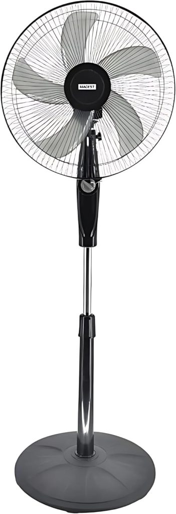 Macest Stand Fan 40W | Five Blades, Silent Operation, Wide Angle Shake, Ajustable Height | مروحة بحمالة
